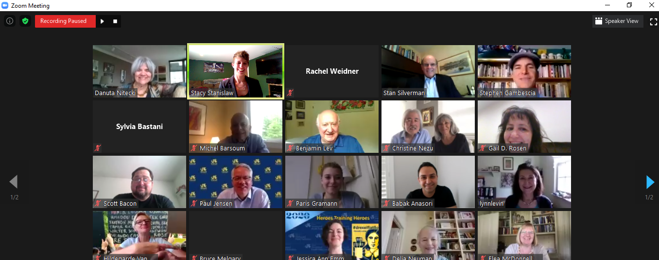 A screenshot of people attending an online Zoom session
